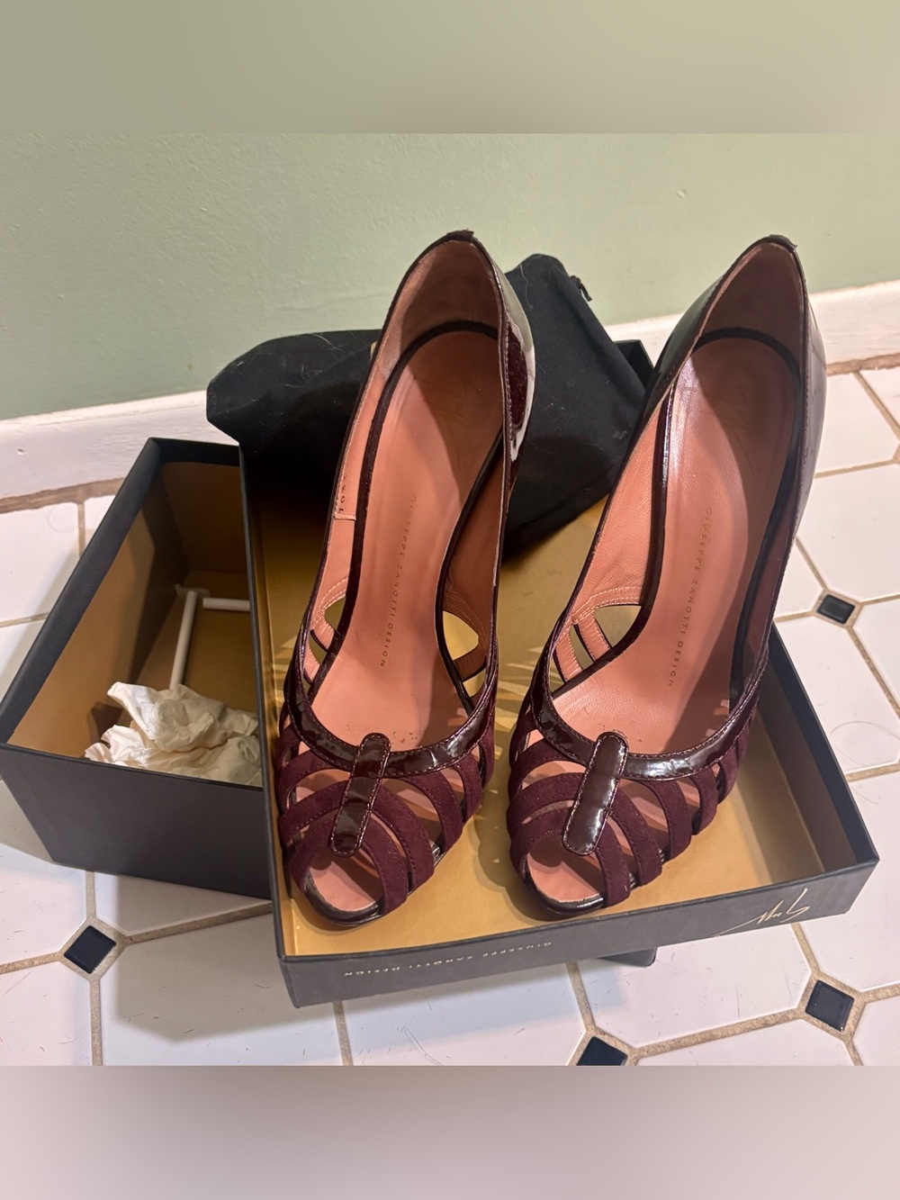 Giuseppe Zanotti Design Open Toe High Heel Pumps Women's Deep Plum/Burgundy